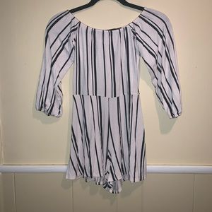 Striped off the shoulder romper